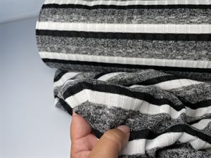 Drop needle jersey - strik i sorte og hvide striber 